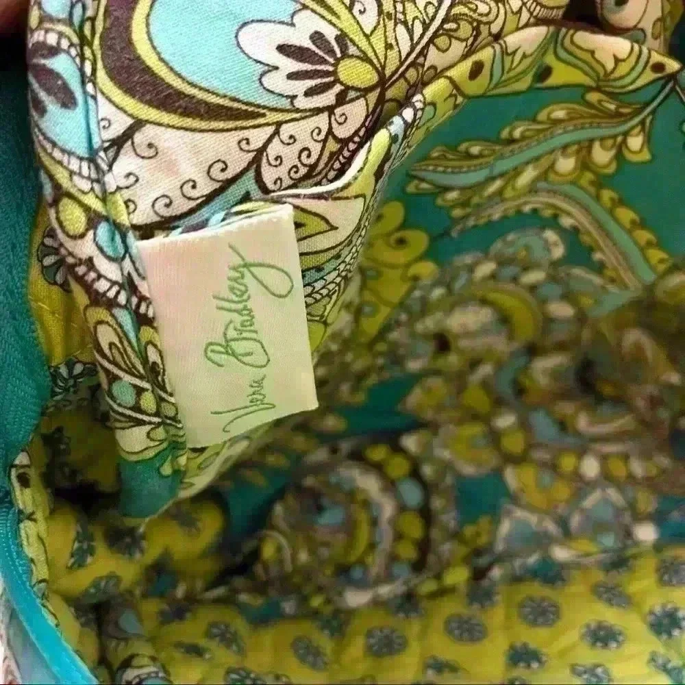 Vera Bradley Turquoise Yellow Paisley‎ Floral Print Quilt Shoulder Purse